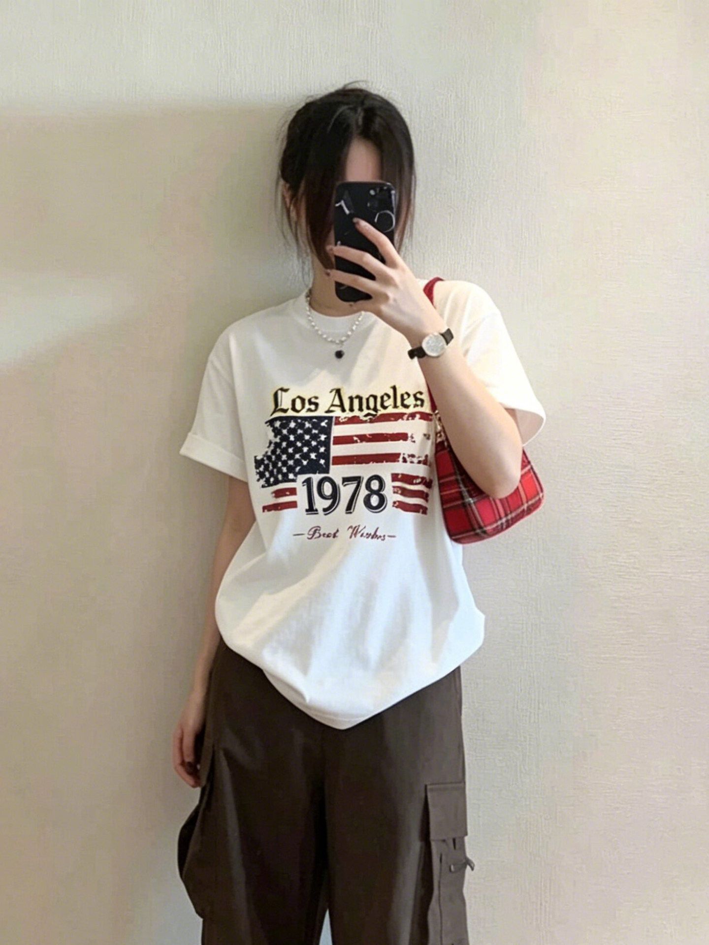 220 그램 순면 프린트 반팔 티셔츠 여성