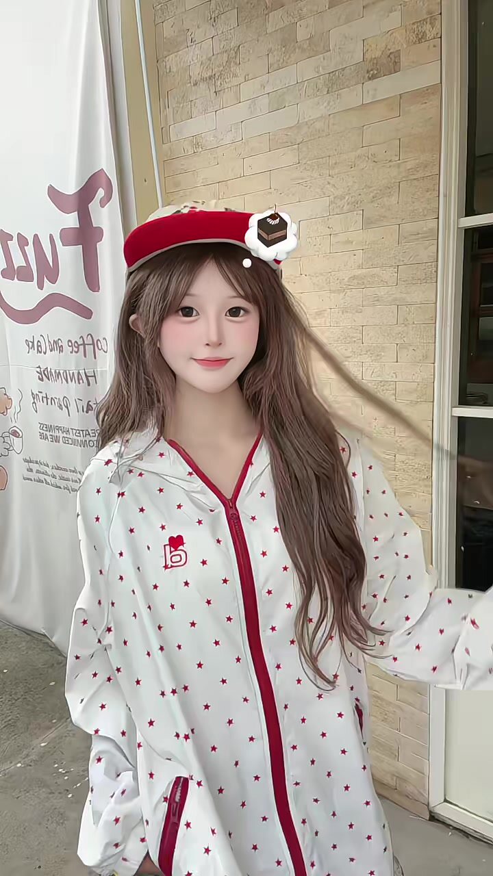 귀여운 별 바깥 쪽 선 얇은 스타일 자외선 차단 외투 도트 무늬 후드 자외선 차단 의류 여성 여름 새로운 y2k 맨위 여성
