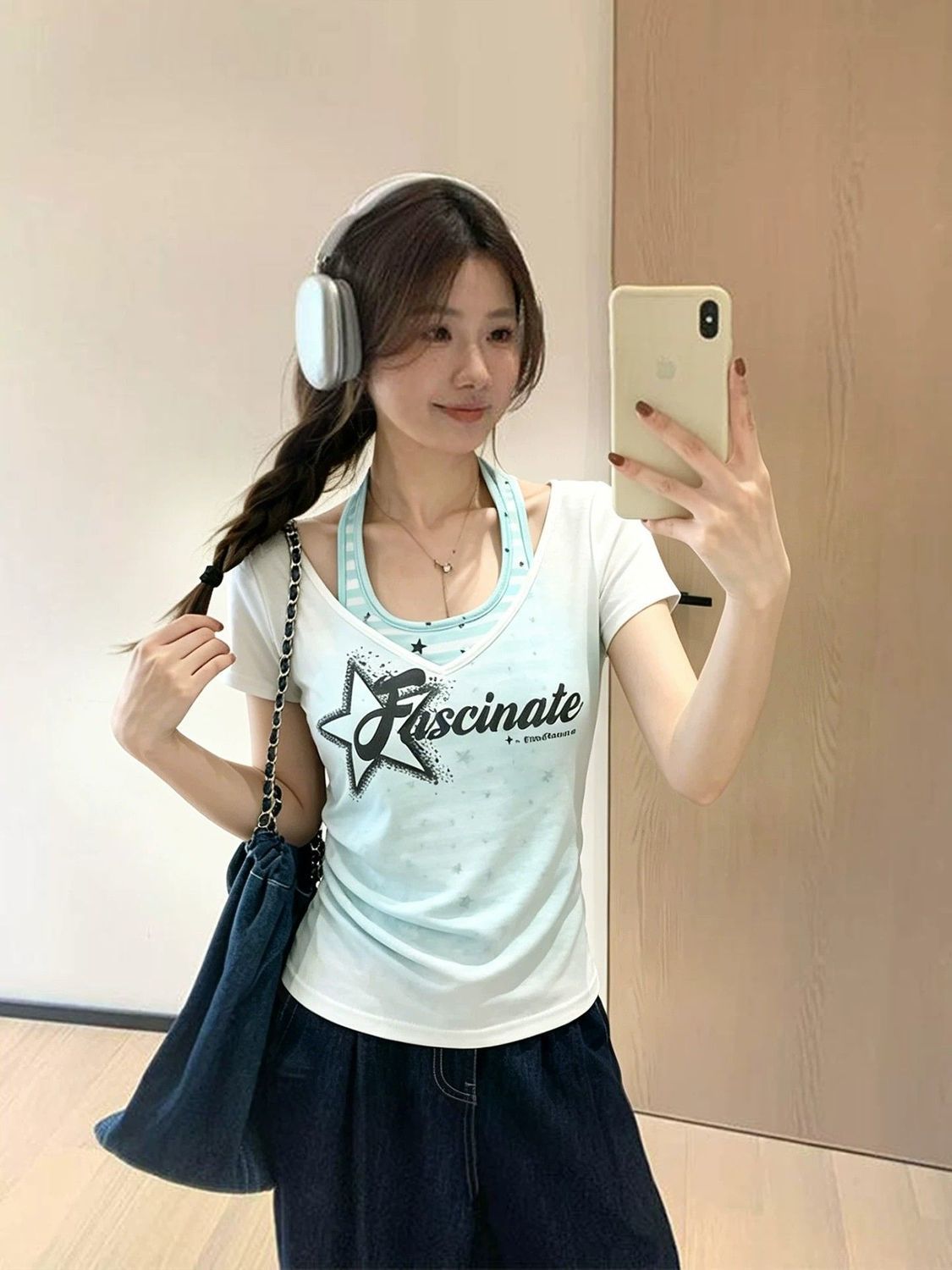 블랙 표준 주간 고양이 품질 광저우 원본 원단 스타 예 반팔 페이크 레이어드 패치워크 알파벳 프린트 맨위 여성