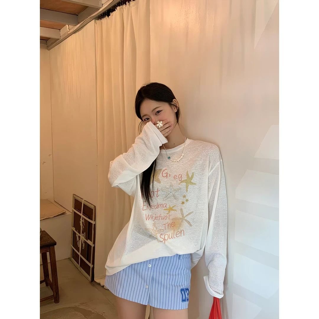 라이 경기 서울 눈꽃 얼음 차가운 면 165 그램 헝겊 차가운 미끄러짐 긴팔 자외선 차단 블라우스