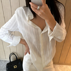 批发法式高级感白色<b class='q'>长袖</b>衬衫女春夏新款薄款通勤百搭休闲气质防晒上衣