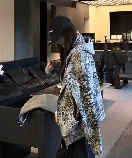 아메리칸 레오파드 무늬 후드 지퍼 후드티 재킷 남녀 가을 겨울 디자인 센스 루즈핏 커플 맨위 ins