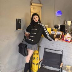 批发新派国潮三条杠拼接撞色新中式盘扣立领外套<b class='q'>男</b>女春秋<b class='q'>唐装</b>外套