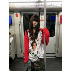 批发【直播质量 21支230克精梳紧密100棉 插肩袖拉条后包领】<b class='q'>欧美</b>人像