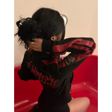 批发320克刺绣美式<b class='q'>街头</b>立领卫衣女秋冬季新款拼接修身显瘦y2k视觉系夹