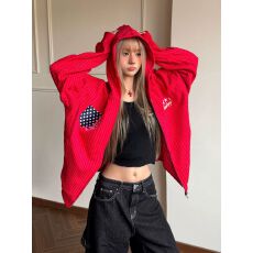 批发华棉复合350克双层帽刺绣连帽开衫卫衣<b class='q'>男</b>女竖条纹休闲情侣外套