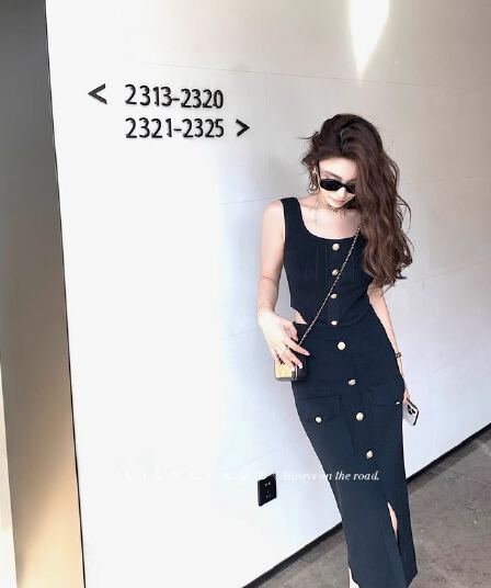 lilylikes 矜贵 세트 비싼 슬림해 보이는 손 솔기 금속 버클 조끼 트임 반 스커트 시리즈 세트