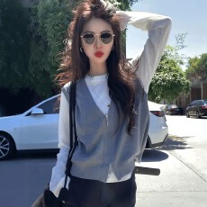 批发巨好看的早春穿搭针织衫女2026新款爆款针织马甲打底衫真两件上衣