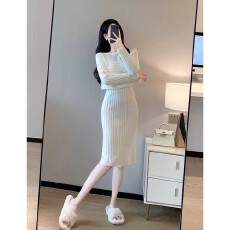 白色针织套装女秋冬2025新款气质名媛韩系温柔慵懒风中长款两件套