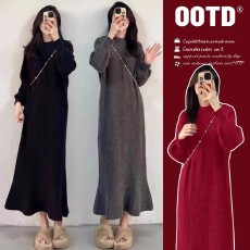 批发2025秋冬圣诞细闪加厚气质显瘦针织毛衣鱼尾长裙中长<b class='q'>连衣裙</b>