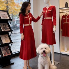 优雅名媛风针织连衣裙女2025年新款高级感收腰显瘦洋气独特长裙子