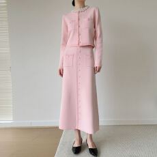 批发2025年秋冬富家千金风两件套高级感气质时尚小香风圣诞新年穿搭