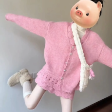 批发2026一整套新款时尚<b class='q'>甜美</b>减龄超好看针织开衫短裙两件套