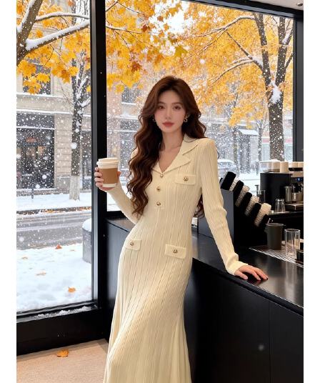 잘 생긴 절묘한 감기 특별 부드러운 바람 품격 치마 새로운 새로운 겨울 치마 여성 고급 한 부서 분위기 센스