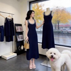 批发纯欲风辣妹无袖针织<b class='q'>连衣裙</b>女夏季新款法式气质时尚显瘦包臀吊带裙