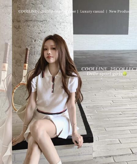 coolline 숲 희 di@r 산소 소녀 네트워킹 공 시리즈 후아 남편 그리드 니트 polo 미니 스커트 세트