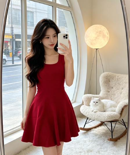 2026 년 여름 백조 키스 순수한 욕망 핏 스타일 흔들다 꽃밭 진자 순수한 광장 칼라 슬립 얼음 실크 니트 여성 드레스