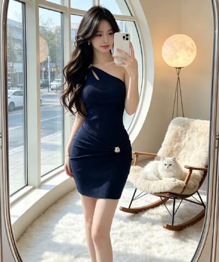 2026 년 디자인 센스 드레스 오프숄더 하이웨이스트 허리 수축 몸매 가꾸기 니트 타이트 스커트