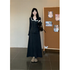 批发2026新款法式气质蕾丝花边针织<b class='q'>连衣</b>裙子女秋冬季内搭毛衣套装长裙