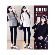 批发孕妇秋装卫衣2025春秋新款时尚V领长袖宽松显瘦百搭上衣大码T恤女