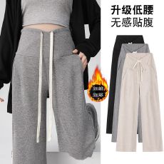 孕妇裤冬季款外穿阔腿裤2025新款加绒加厚不勒肚子休闲糯米裤冬装