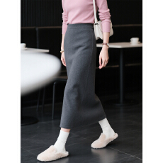 批发深灰色半身长裙女2025年秋冬<b class='q'>新款</b>高级感时尚百搭中长款直筒裙子