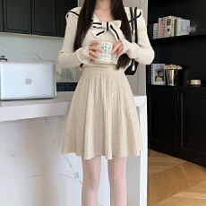 批发毛线针织半身裙女秋冬新款小个子A字裙高腰显瘦<b class='q'>百褶</b>裙<b class='q'>短裙</b>子