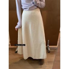 批发韩系复古休闲高腰针织半身裙女秋冬新款高级感百搭简约显瘦A字裙