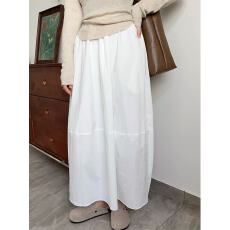 批发Mmao设计感拼接白色半身裙女春季新款高腰a字半裙中长款廓形伞裙