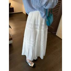 批发爱情魔鬼鱼 白色拼接刺绣<b class='q'>半身裙</b>女2026春季新款时尚减龄气质<b class='q'>长裙</b>