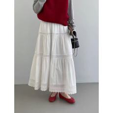 韩系设计感蕾丝镂空半身裙女226春季新款温柔风气质高腰白色长裙