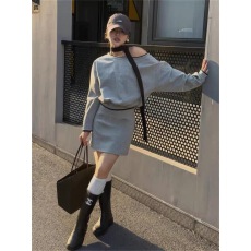 批发爆款炸街宽松美式卫衣外套休闲a字包臀半身裙运动两件套装女