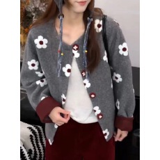 批发小香风花朵毛呢外套女欧洲站2025年秋季新款韩版百搭显瘦夹克上衣