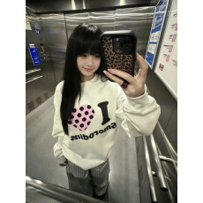 批发重磅加绒加厚卫衣女<b class='q'>装</b>秋冬新款美式潮牌爱心字母设计休闲宽松上衣