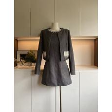 批发QDQD 富家千金风无袖<b class='q'>连衣裙</b>miu系气质A字裙小香风西装外套两件套