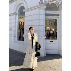 批发初梦POKEMENG 波尔卡序曲 秋季法式收腰波点蛋糕长款<b class='q'>连衣裙</b>长袖