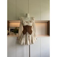 批发瑞茜枫糖可可 早秋甜美显瘦设计感<b class='q'>连衣裙</b>腰封