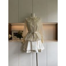 批发Lazy Didi羽纱锦缎 梦幻中古doll感<b class='q'>蕾丝</b><b class='q'>娃娃衫</b>荷叶花边领花苞衬衫