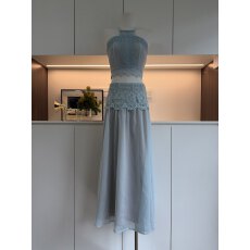 批发JMSHOP 罗马许愿池 仿真丝皱雪纺挂脖吊带水溶花边半裙<b class='q'>套装</b>度假裙