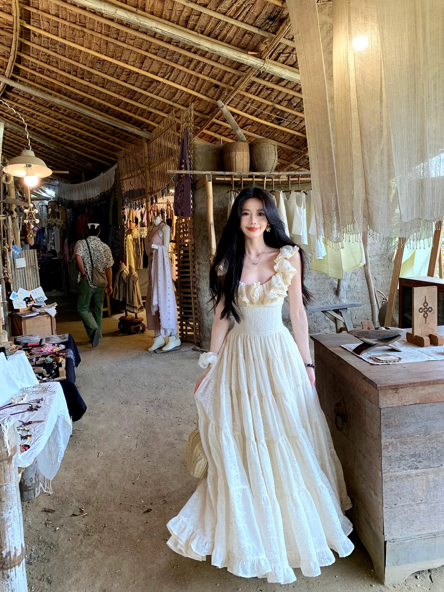 하나 달콤한 복숭아 yikett 거룩한 토리 니켈 무거운 작업 특대 사이즈 치마 슬립 꼬집기 허리 여성 드레스 휴가 치마