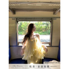 批发Iris Lumina书杳【露思贝儿裙】天丝吊带<b class='q'>连衣裙</b>女夏荷叶边度假裙