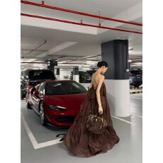 批发赵三观 咖色/米色 性感蕾丝吊带<b class='q'>连衣裙</b>女春夏新款2026法式复古