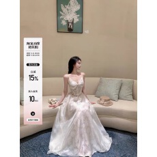 批发JAYKY YANG【白梨香榭 Jayky私服线】蕾丝提花拼纱掐腰吊带<b class='q'>连衣裙</b>