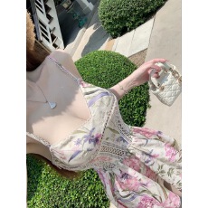 批发Kikimy [花野迷踪]GA@DEN*A立体蕾丝高精度直喷印花收腰a字<b class='q'>连衣裙</b>