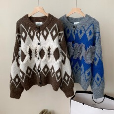 批发AIME<b class='q'>韩国</b>东大门秋冬<b class='q'>蕾丝</b>花边拼接针织开衫女2025秋冬设计毛衣外套