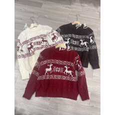 批发宽松慵懒风新年圣诞红色麻花毛衣女冬季加厚外穿氛围感复古针织衫