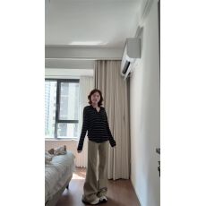 批发卡其色御姐风通勤高级感微喇裤女2025冬季宽松低腰显瘦拖地长裤