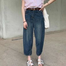 批发哈伦牛仔<b class='q'>裤</b>女2026春夏<b class='q'>新款</b>弹力老爹洋气大码香蕉<b class='q'>裤</b>阔腿九分<b class='q'>裤</b>