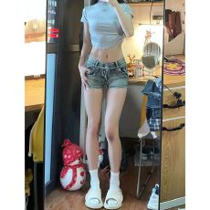 批发美式辣妹性感低腰牛仔超短裤女2026夏季新款修身显瘦包臀阔腿热裤