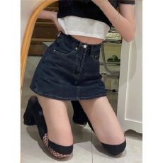 批发复古<b class='q'>牛仔</b><b class='q'>短裤</b>女夏季薄款<b class='q'>高腰</b>裤裙2026新款防走光a字宽松阔腿热裤